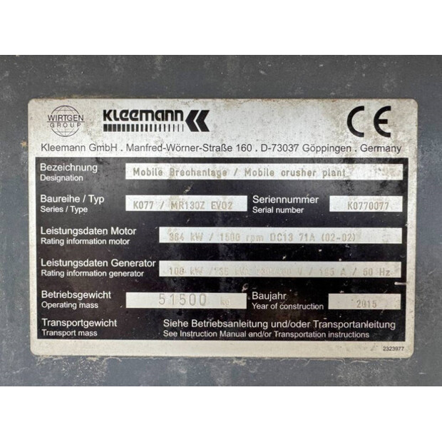 2015 Kleemann MR130Z-44283399