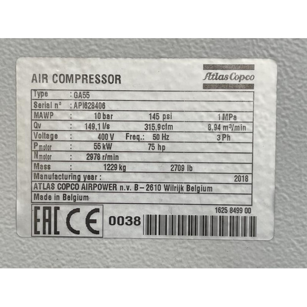 2018 Atlas-Copco GA 55-44308581