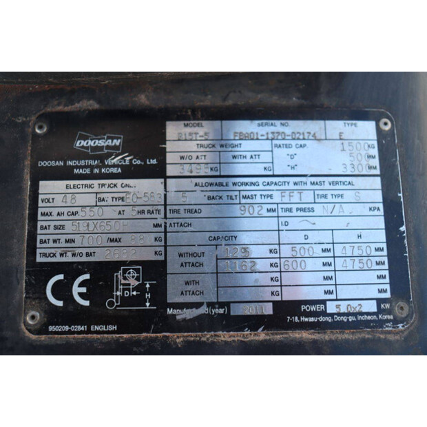 2011 Doosan B15T-5-44310225