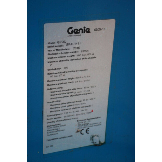 2016 Genie GR-26J-44311974