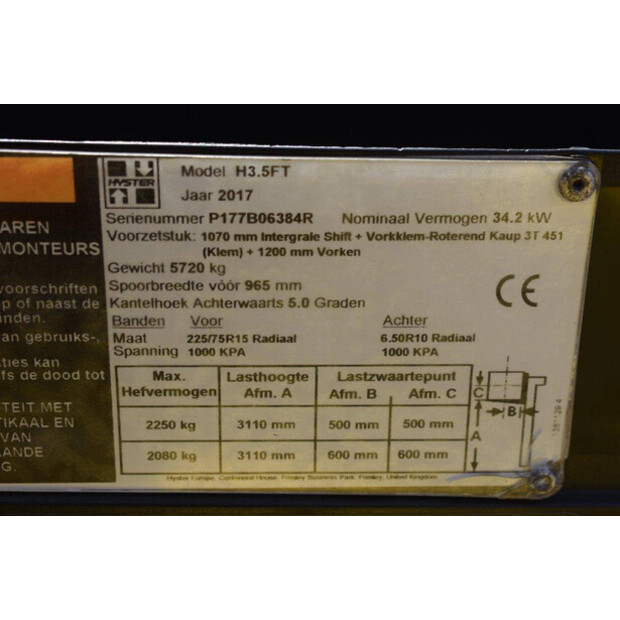 2017 Hyster H3.5FT-44429955