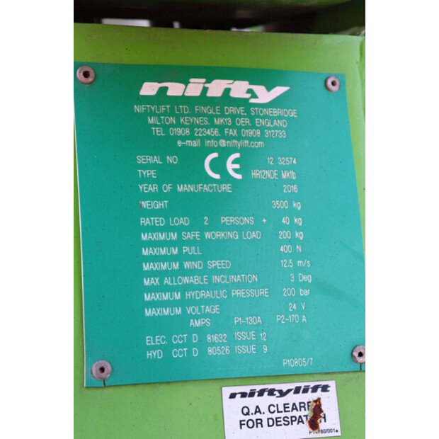 2016 Niftylift HR12NDE-44433151