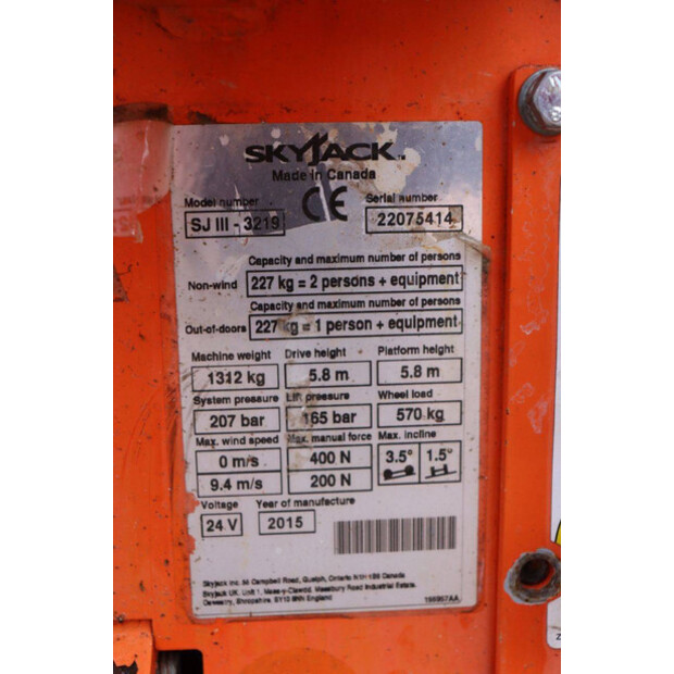 2015 SkyJack SJ3219-44788725