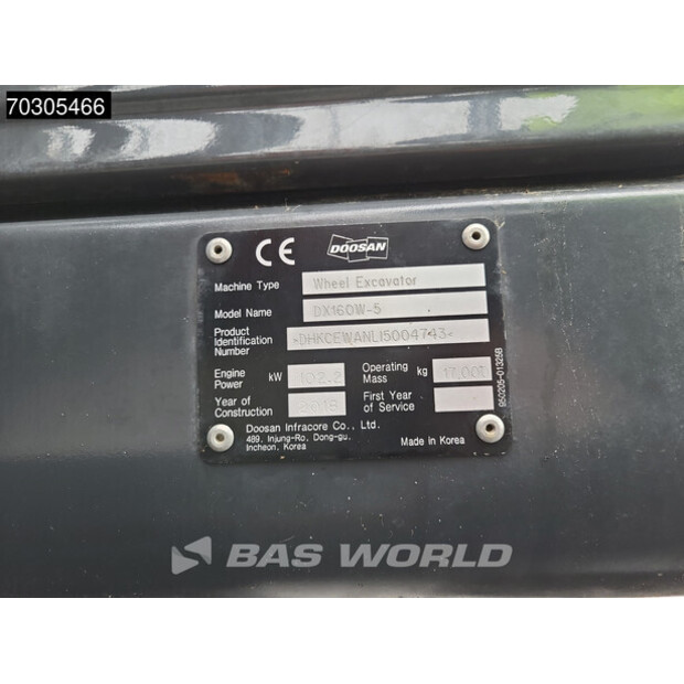 2018 دووسان DX160W-5-44796570