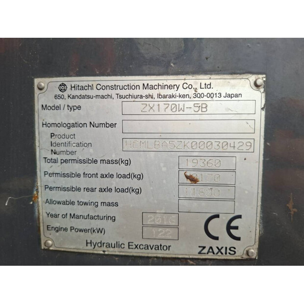 2016 Hitachi ZX170W-5B-44911491