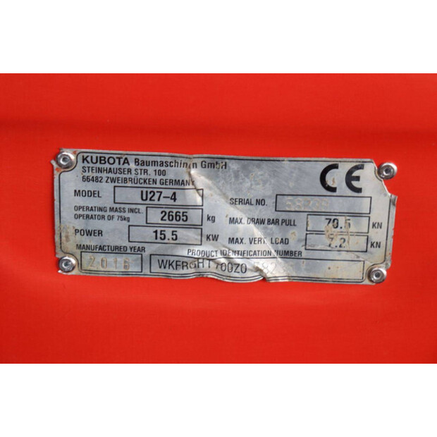 2016 KUBOTA U27-4-45053513