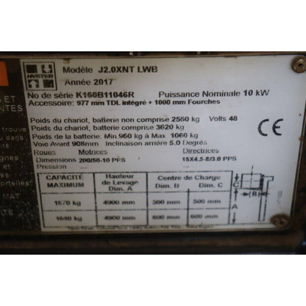 2017 Hyster J2.0XNT LWB-45058084