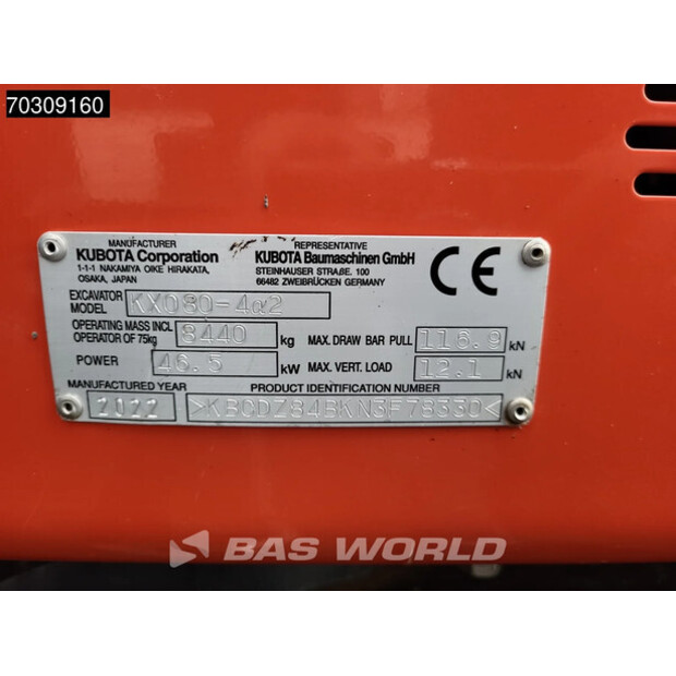 2022 KUBOTA KX080-4A2-45129820