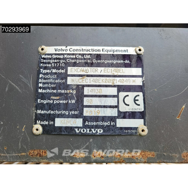 2019 Volvo EC140EL-45160863