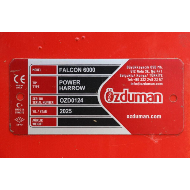 2025 Özduman Falcon 6000 Power Harrow-45188426
