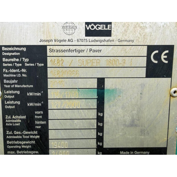 2015 VOGELE SUPER 1800-3I-45306385