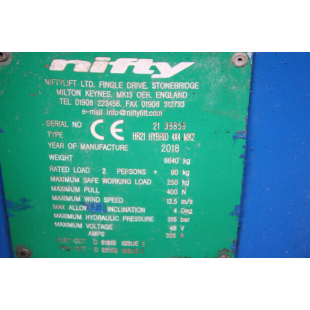 2018 Niftylift HR21 HYBRID-45332938