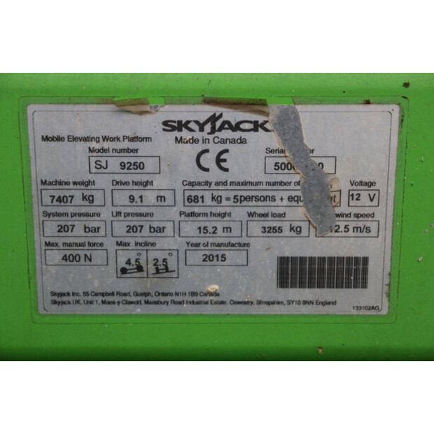 2015 SkyJack SJ 9250-45335291