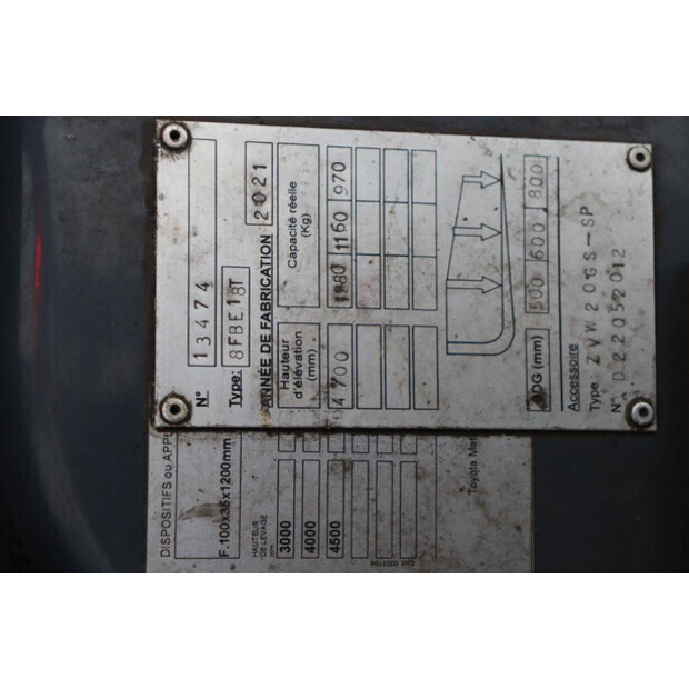 2021 تويوتا 8FBE18T-45337503