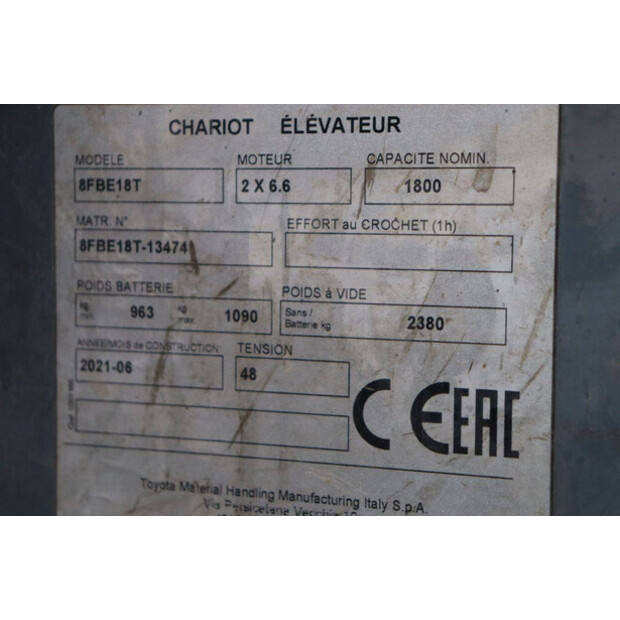 2021 تويوتا 8FBE18T-45337506