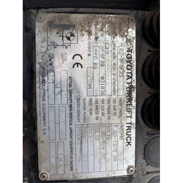 2013 Toyota 02-8FGF25-45337784