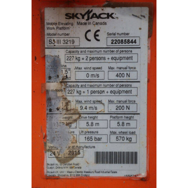 2015 SkyJack SJ 3219-45356312