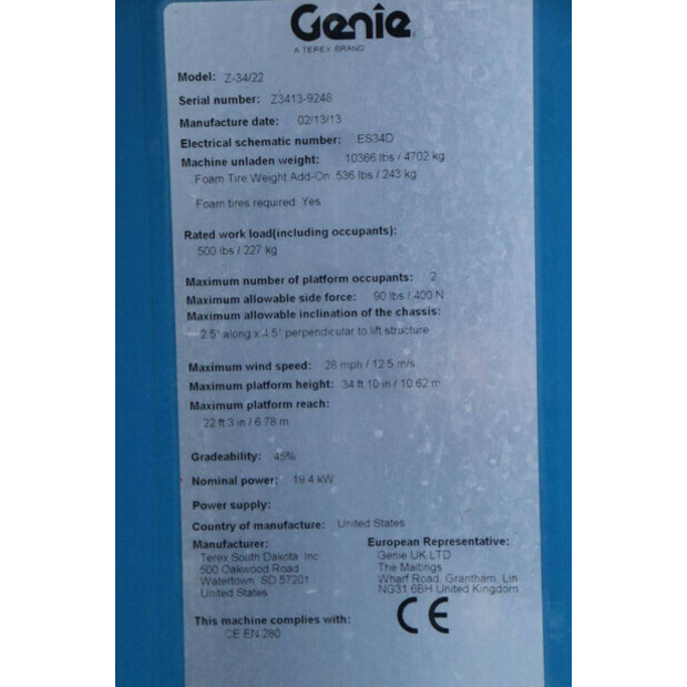 2013 Genie Z-34/22-45358276