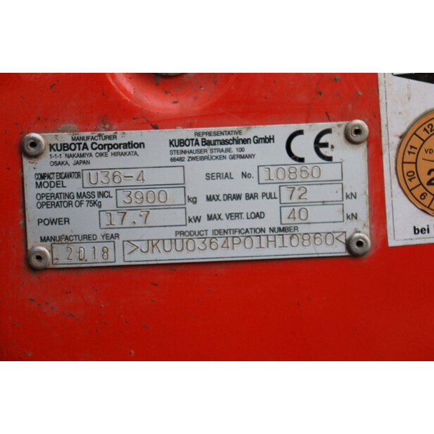 2018 KUBOTA U36-4-45469599