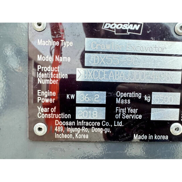 2018 Doosan DX55-9C-45493617