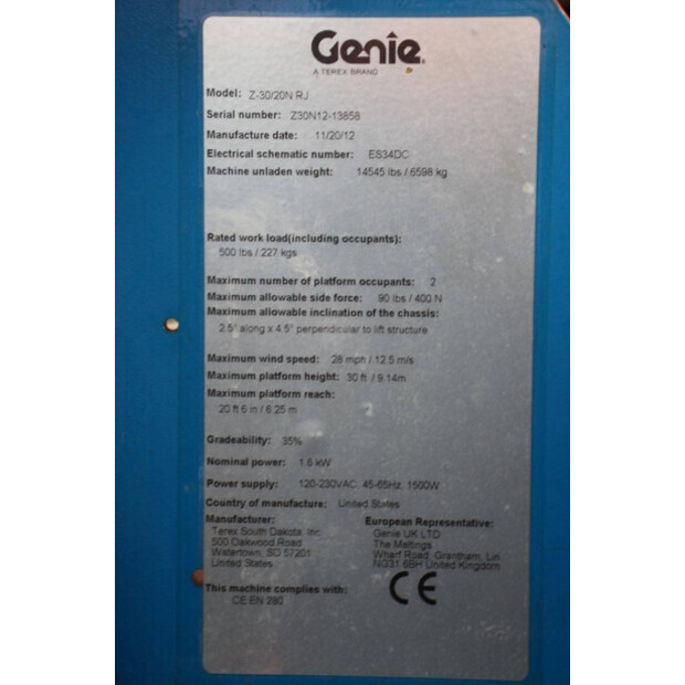 2012 Genie Z-30/20N RJ-45576559