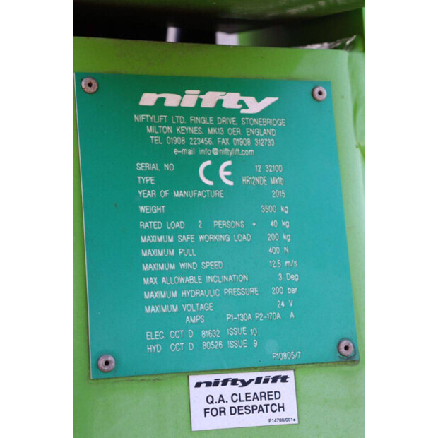 2015 Niftylift HR12NDE-45578270