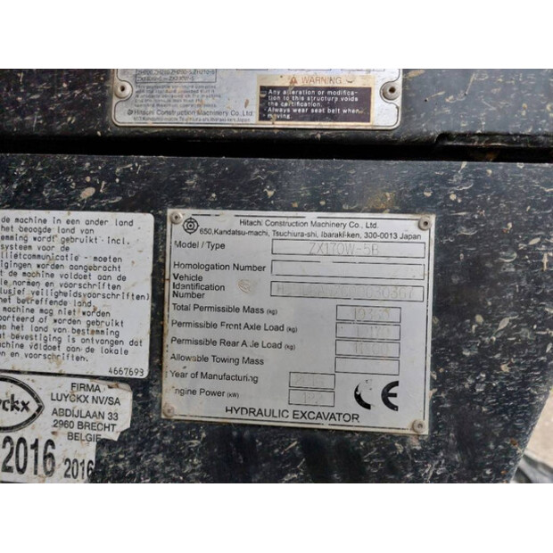 2016 Hitachi ZX170W-5B-45691127