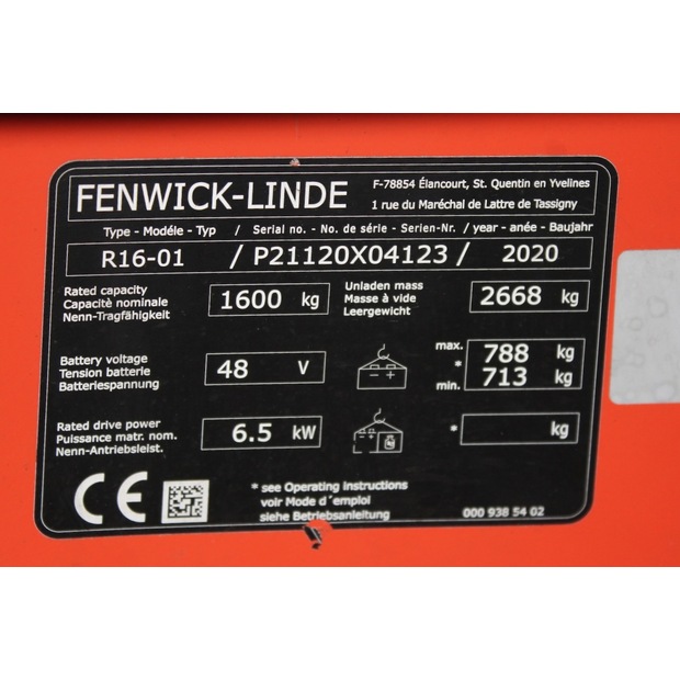 2020 Linde R16-01-45692437