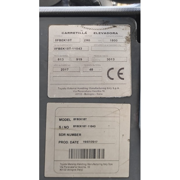 2017 Toyota 8FBEK18T-45692628