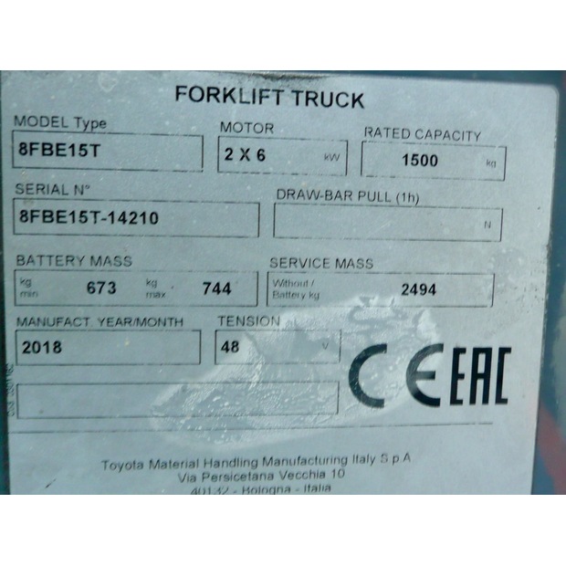 2018 Toyota 8FBE15T-45692874