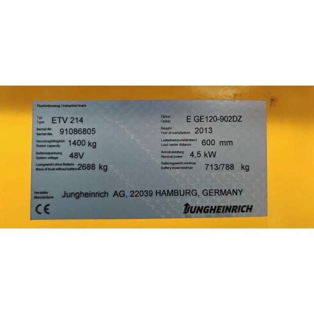 2013 Jungheinrich ETV 214 902 DZ-45693005