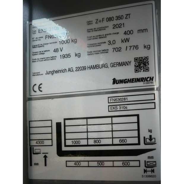 2021 Jungheinrich EKS 310s Z+F 350 ZT-45693312