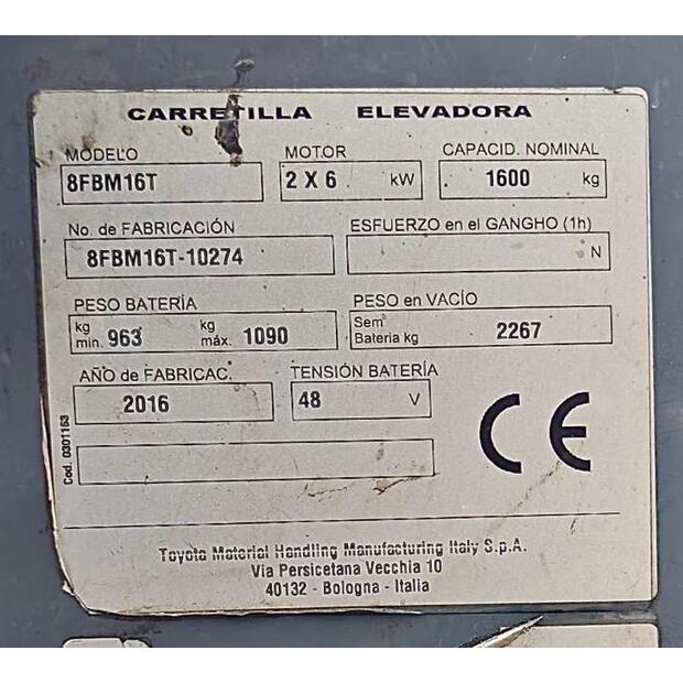 2016 Toyota 8FBM16T-45693449