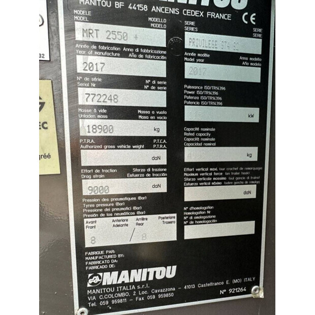 2017 Manitou MRT 2550-45780548