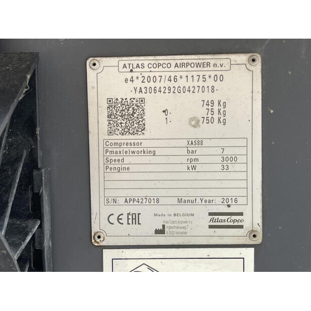 2016 Atlas-Copco XAS 88 KD-45935018