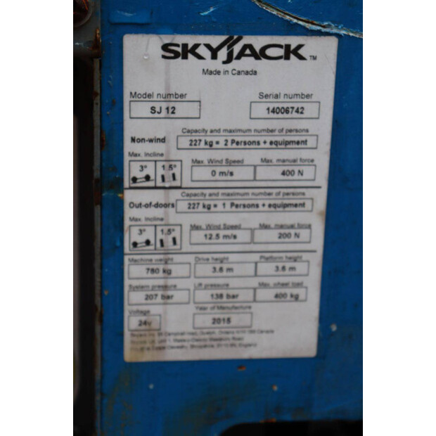 2015 SkyJack SJ12-46019472