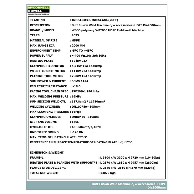 2023 WECO WP 2000HDPE-46149137