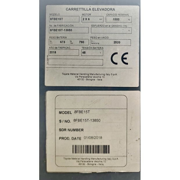 2018 Toyota 8FBE15T-46263002