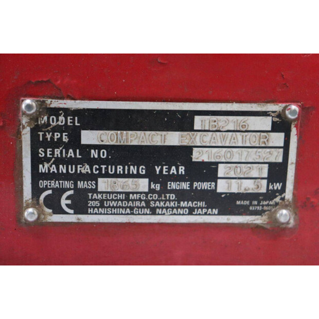 2021 TAKEUCHI TB216-46265896