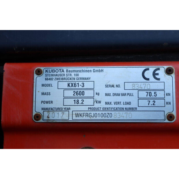 2017 KUBOTA KX61-3-46270743