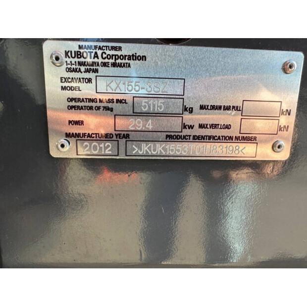 2012 كوبوتا KX155-3SZ-46290296