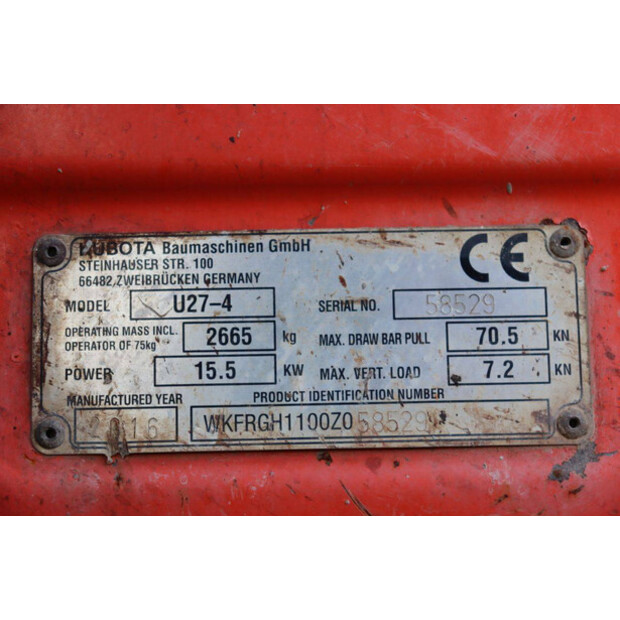 2016 KUBOTA U27-4-46316672