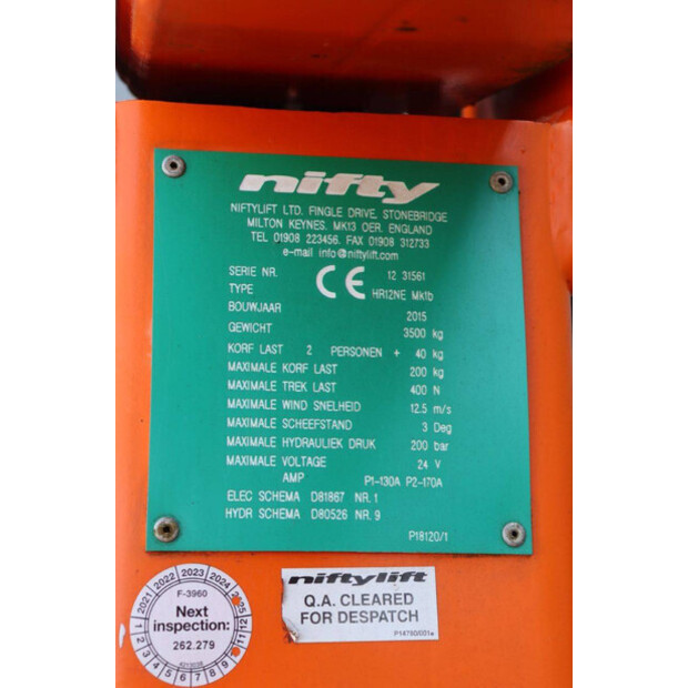 2015 Niftylift HR12NE-46409973