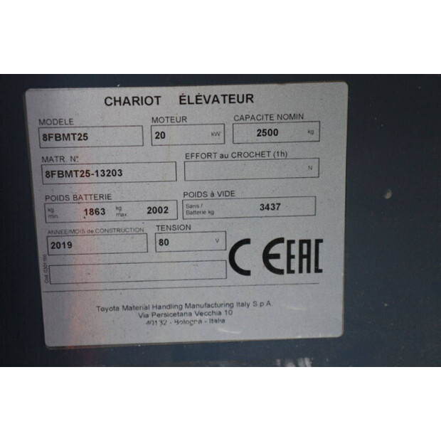 2019 Toyota 8FBMT25-46412667