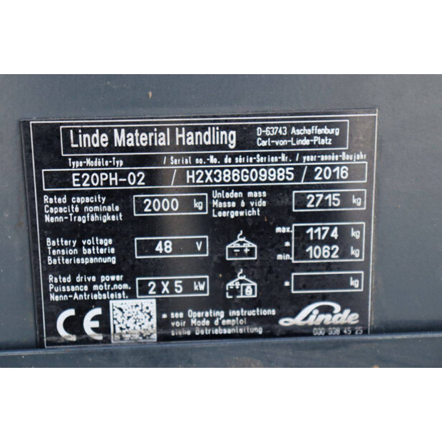 2016 Linde E20PH-02-46412996