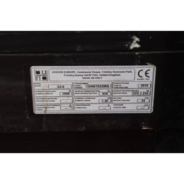 2018 Hyster S2.0-46416783