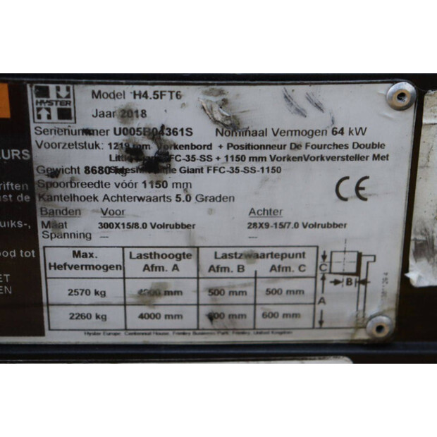 2018 Hyster H4.5FT6-46417870