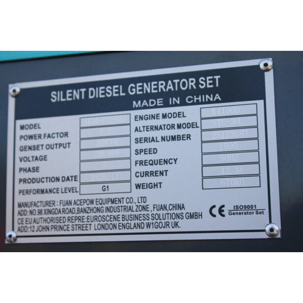 2025 Silent Generator KK30-III-SSS-46503817