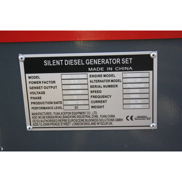 2025 Silent Generator KK30-III-SSS-46503870