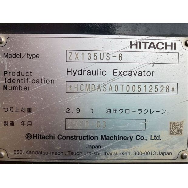 2020 Hitachi ZX135US-6-46588820
